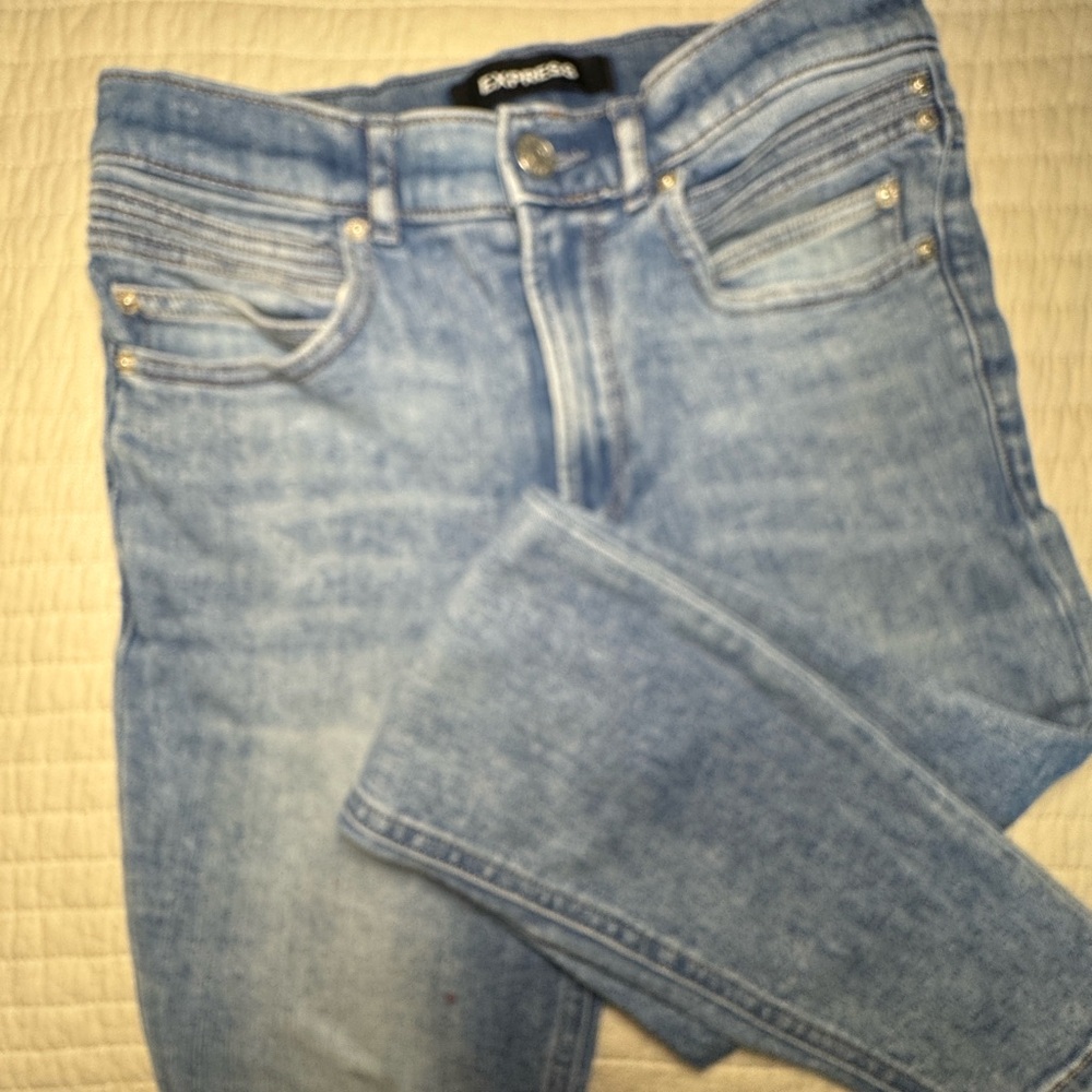 Express Light Blue Skinny Jeans - Classic Stretch Denim